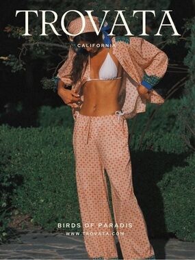 Trovata Women’s Birds Of Paradise Vera Set Top Bottoms Pants Small Silk Cotton